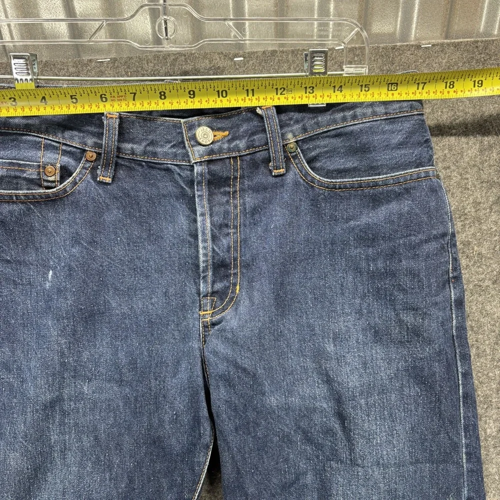Jean Shop Bowie Slim Selvedge Jeans Men 32L Blue Button Fly White Oak Cone Denim